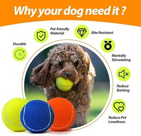 Tennis Ball Dog Toys 2 Pack - 4-Inch Durable and Safe Dog Ball, Sound Output from The Large Tennis Balls for Dogs with Mesh Bag
