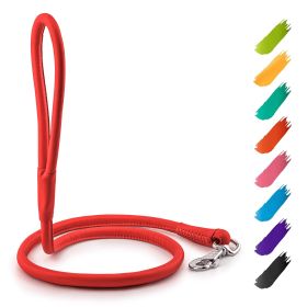 Rolled Leather Dog Leash 4Ft x 0.3 in for Small Medium Dogs Heavy Duty Leather Puppy Leash for Outdoor Walking Running Training Strong Dog Leashe