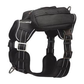 PETMARVEL High-Perfomance Tactical Dog Harness With Backpack, No Pull Front Clip & Metal Buckles (Option: Black-large)