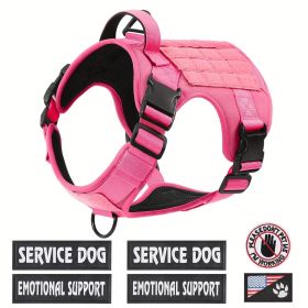 Tactical Pet Chest Service Dog Harness Vest Adjustable Reflective Dog Harness Metal Buckle Hiking Training (Option: Pink-XL)