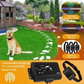 Electric Dog Fence System Pet Tone Shock Boundary Containment Water Resistant Collar Receiver For Small Medium Large Dog (Option: AS PIC)