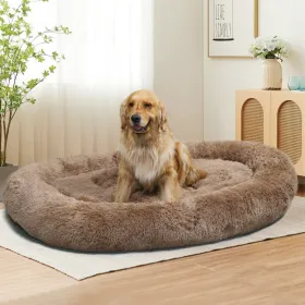 Large Dog Bed 67x43x8 Inches - Super Soft, Machine Washable & Portable With Handles, Non-Slip Bottom For Safety (Option: Brown)