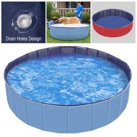 Foldable Pet Swimming Pool PVC Kiddie Baby Dog Swim Pool Bathing Tub Playmat Kids Pools (Option: Blue)