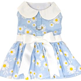 Blue Daisy Dog Dress with Matching Leash (size: X-Small)