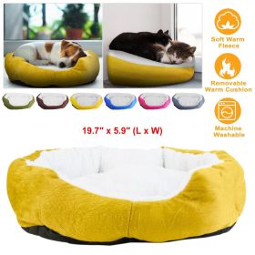 Pet Dog Bed Soft Warm Fleece Puppy Cat Bed Dog Cozy Nest Sofa Bed Cushion For S/M Dog (Color: Yellow)