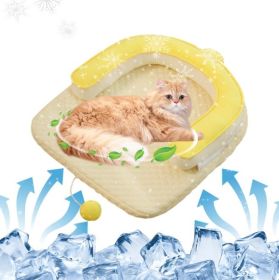 U-Shaped Cooling Pad For Cats And Dogs - Cat And Dog Neck Sleeping Pad, Summer Ice Feeling U-Shaped Headrest With Non-Slip Base, Washable Scratch (Option: Yellow)