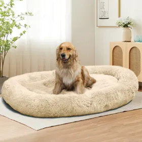 Large Dog Bed 67x43x8 Inches - Super Soft, Machine Washable & Portable With Handles, Non-Slip Bottom For Safety (Option: Beige)