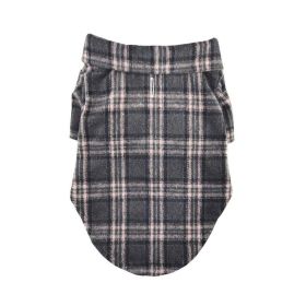 Flannel Dog Shirt (Color: Dark Gray and Pink Plaid, size: XX-Small)