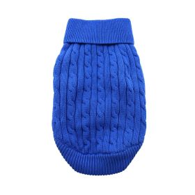 Combed Cotton Cable Knit Dog Sweater (Color: Riverside Blue, size: X-Large)