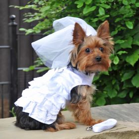 Dog Harness Wedding Dress with Veil and Matching Leash (size: XX-Large)