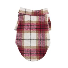 Flannel Dog Shirt (Color: Red and White Plaid, size: large)