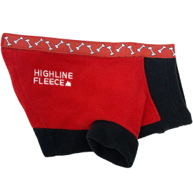 Highline Fleece Dog Coat (Color: Red and Black with Rolling Bones, size: Size 14LC)
