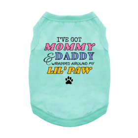 Wrapped Around My Lil Paw Dog Shirt (Color: Teal, size: 3X-Large)