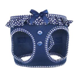American River Choke Free Dog Harness Polka Dot Collection (Color: Navy Polka Dot, size: large)