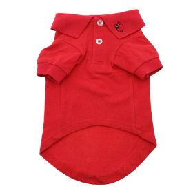 Solid Dog Polo (Color: Flame Scarlet Red, size: medium)